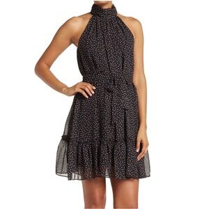 Just Taylor Black With Tan Polka Dot Sleeveless Dress Size 6.